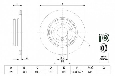 Диск тормозной BMW 5 Series (E60)(E61) (07/03-) задн. BOSCH 0 986 479 056 (фото 1)