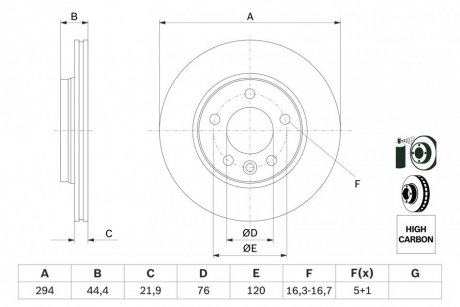 Диск тормозной VW T5 задн., вент. BOSCH 0 986 479 097 (фото 1)