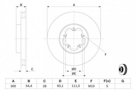 Диск тормозной FORD TRANSIT 2.2-2.4 06- передн. BOSCH 0 986 479 307 (фото 1)