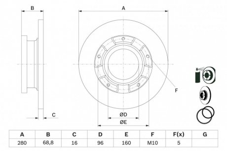 Диск тормозной с ABS FORD Transit \\R \\06>> BOSCH 0 986 479 401 (фото 1)