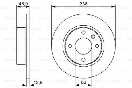 SKODA диск гальмівний FAVORIT 115 430 212 BOSCH 0986479491 (фото 1)