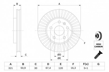 Диск тормозной OPEL INSIGNIA 1.4-2.8V6 09- передн. BOSCH 0 986 479 544 (фото 1)