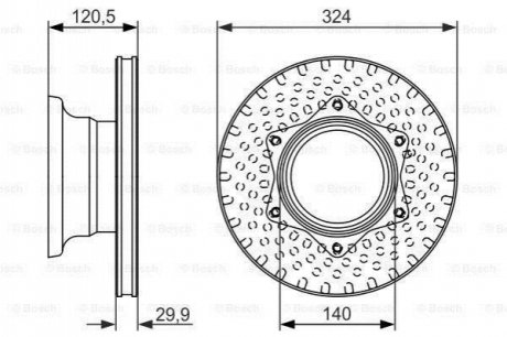 DB диск гальмівний задн. Vario 614-814 324x30 (вентил.) BOSCH 0986479600 (фото 1)