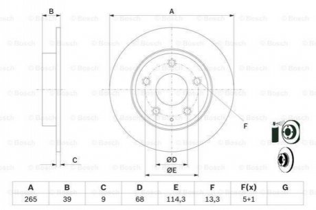 Диск гальм. задн. MAZDA 3 -19 BOSCH 0986479E54 (фото 1)