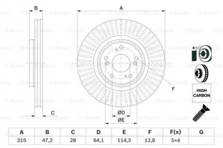 TARCZA HAM. HONDA P. CR-V 1,62,2 I-DTEC 13-18 BOSCH 0986479F12 (фото 1)