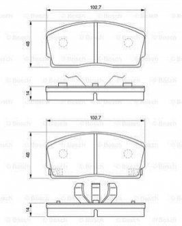 DAIHATSU колодки гальмівні передние CHARADE 87-93 BOSCH 0986493390 (фото 1)