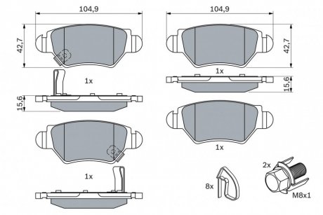 Колодка торм. диск. OPEL ASTRA/ZAFIRA задн. BOSCH 0 986 494 014 (фото 1)