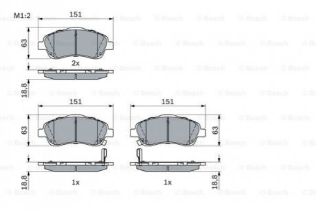 Колодка торм. диск. TOYOTA AVENSIS (T25), COROLLA V передн. BOSCH 0 986 494 054 (фото 1)