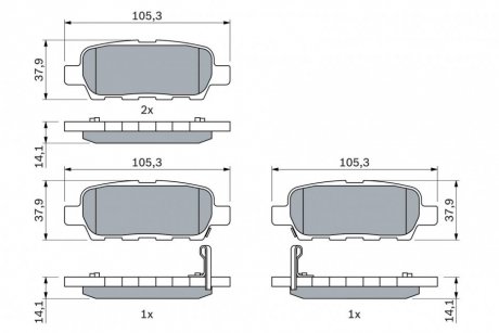 Колодка торм. диск. INFINITI FX, NISSAN X-TRAIL (T30) задн. BOSCH 0 986 494 090 (фото 1)