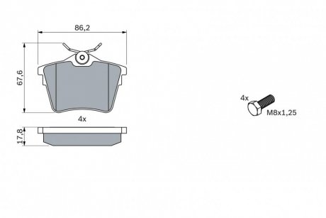 Гальмівні колодки, дискові BOSCH 0 986 494 095 (фото 1)