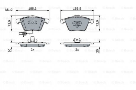 Колодка гальм. диск. AUDI A4, A6, ALLROAD передн. (вир-во) BOSCH 0 986 494 104 (фото 1)