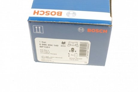 Гальмівні колодки, дискові BOSCH 0 986 494 140 (фото 1)