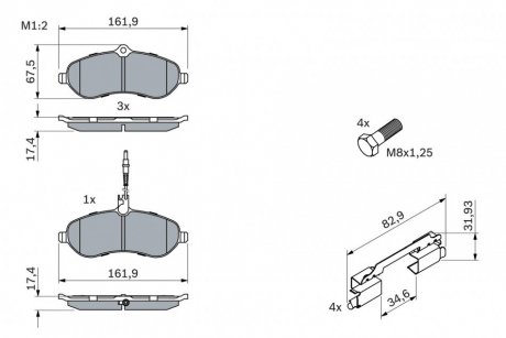 Гальмівні колодки, дискові BOSCH 0 986 494 163 (фото 1)