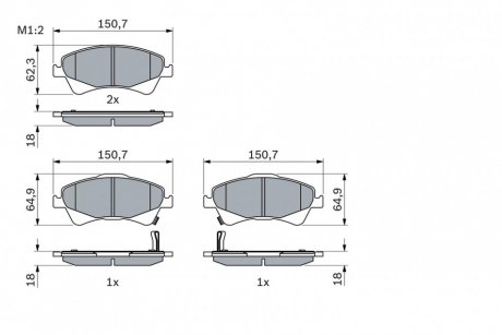 Колодка гальм. диск. TOYOTA AURIS, AVENSIS передн. (вир-во) BOSCH 0 986 494 187 (фото 1)