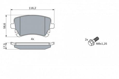 Гальмівні колодки, дискові BOSCH 0 986 494 303 (фото 1)