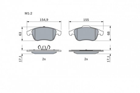 Колодка торм. диск. RENAULT MEGANE III 08- передн. BOSCH 0 986 494 401 (фото 1)