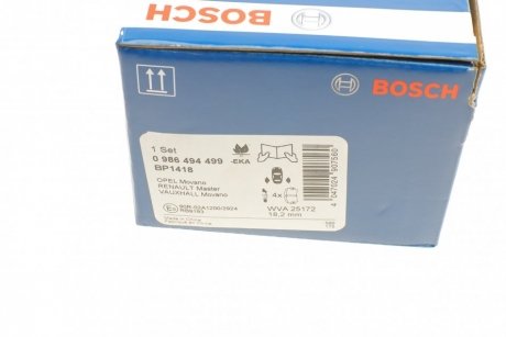 Гальмівні колодки, дискові BOSCH 0 986 494 499 (фото 1)