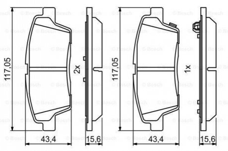 Гальмівні колодки, дискові BOSCH 0 986 494 766 (фото 1)