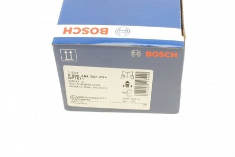 Гальмівні колодки, дискові BOSCH 0 986 494 797 (фото 1)