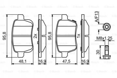 Гальмівні колодки, дискові BOSCH 0 986 494 825 (фото 1)