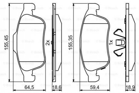 Гальмівні колодки, дискові BOSCH 0 986 494 826 (фото 1)