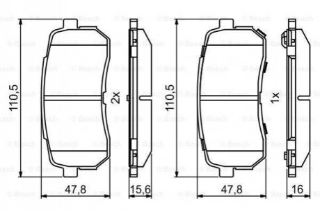 Гальмівні колодки, дискові BOSCH 0 986 494 828 (фото 1)