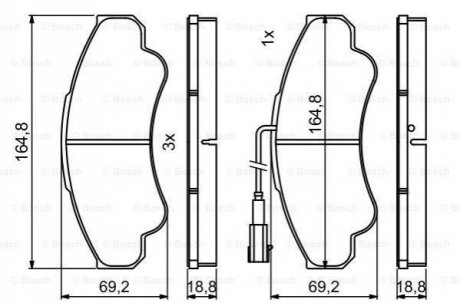 Гальмівні колодки, дискові BOSCH 0986494850 (фото 1)