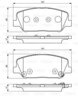 IA гальмів.колодки передн. Ceed,Cerato 13-, Carens 1,7CRDi 13-,Hyundai i30,Grandeur BOSCH 0986495337 (фото 1)