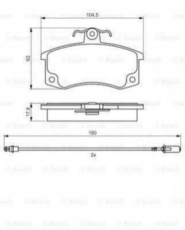 Гальмівні колодки VAZ 2108- (з датчиком) BOSCH 0986495360 (фото 1)