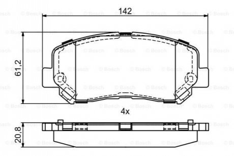 JEEP К-т передн. торми. колодок Cherokee 13- BOSCH 0986495405 (фото 1)