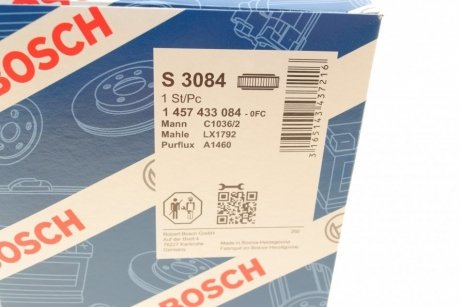 Фильтр воздушный SMART FORTWO 0.6-0.7 02-07 BOSCH 1 457 433 084 (фото 1)