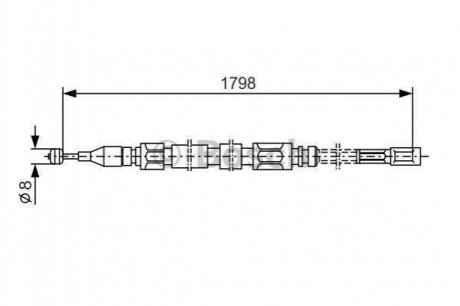 DB трос ручн.гальма задн.ч. 207-310 (6014201185)стар.тип BOSCH 1987477211 (фото 1)