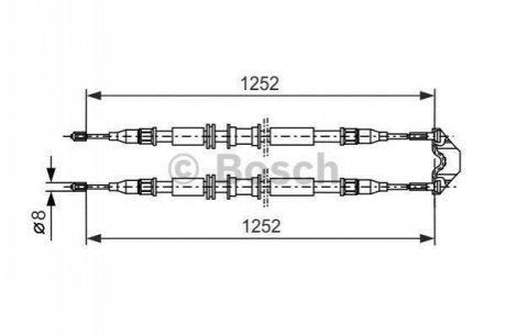 OPEL трос ручного гальма задн. (бараб.) Astra G, Zafira 98- BOSCH 1987477668 (фото 1)
