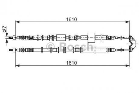 OPEL трос ручн.гальма лів./прав Meriva -10 (1610mm) BOSCH 1987477936 (фото 1)