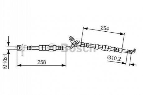 PARTS MAZDA шланг гальмівний передн. прав.Mazda 6 03- BOSCH 1987481597 (фото 1)