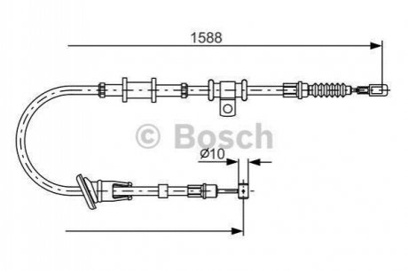 Трос ручного гальм. лів. MITSUBISHI CARISMA -06 BOSCH 1987482245 (фото 1)