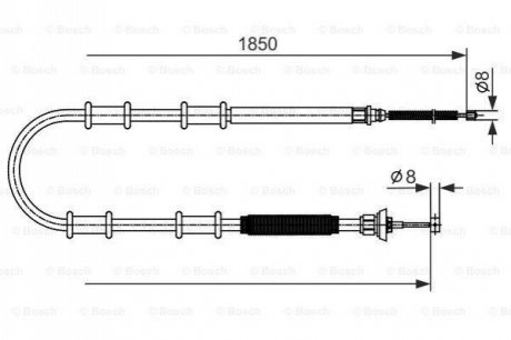 FIAT трос ручного гальма задн. лів./прав. Doblo 10- BOSCH 1987482592 (фото 1)