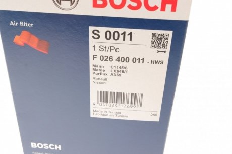 Фільтр повітря BOSCH F 026 400 011 (фото 1)