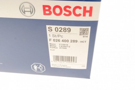 Фильтр воздушный AUDI A6 1.8-2.0 TDI, TFSI 11- BOSCH F 026 400 289 (фото 1)