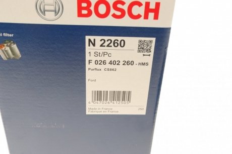 Фильтр топливный FORD TRANSIT 2.0 TDCI ECOBLUE 12- BOSCH F 026 402 260 (фото 1)