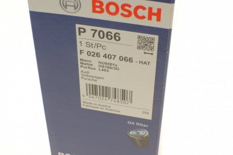 Фильтр масляный двигателя AUDI, VW BOSCH F 026 407 066 (фото 1)