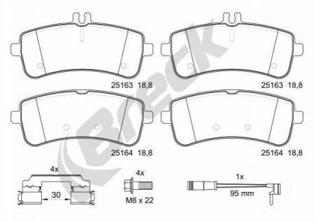 Гальмівні колодки, дискові BRECK 25163 00 553 00 (фото 1)