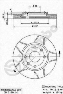 Гальмівний диск BREMBO 09.5196.75 (фото 1)