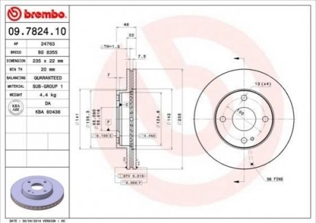 Гальмівний диск BREMBO 09.7824.10 (фото 1)