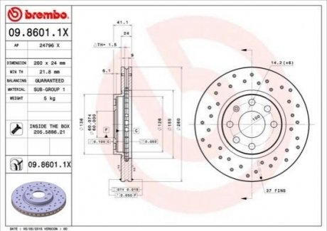 Гальмівні диски BREMBO 09.8601.1X (фото 1)