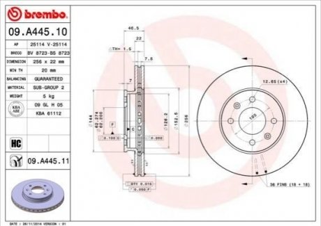 Гальмівний диск BREMBO 09.A445.10 (фото 1)