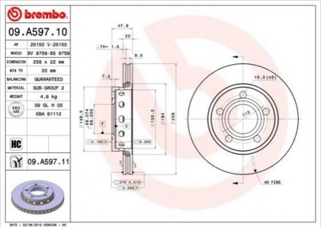 Гальмівний диск BREMBO 09.A597.11 (фото 1)