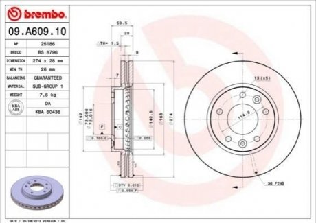 Гальмівний диск BREMBO 09.A609.10 (фото 1)