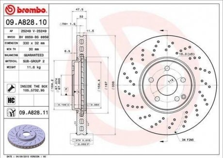 Гальмівний диск BREMBO 09.A828.11 (фото 1)