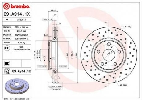 Гальмівні диски BREMBO 09.A914.1X (фото 1)